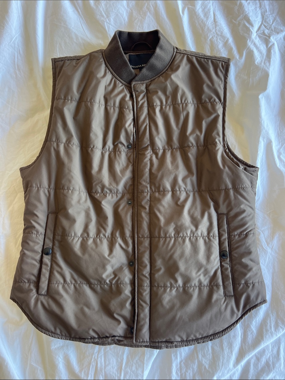 Banana Republic Quilted Brown Snap-Front Vest
